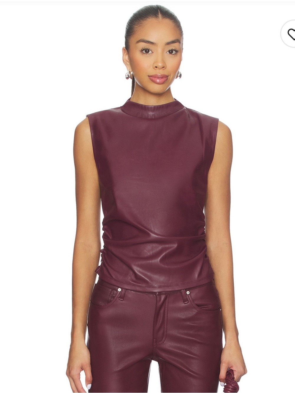 Hudson Jeans Faux Leather Top in Port Royal